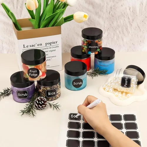 Vista 3 de Paquete de 40 tarros de plástico con tapas negras de 6 onzas, recipientes de plástico redondos de 6.1 fl oz Clear Cosmetic Jars,Refillable Empty