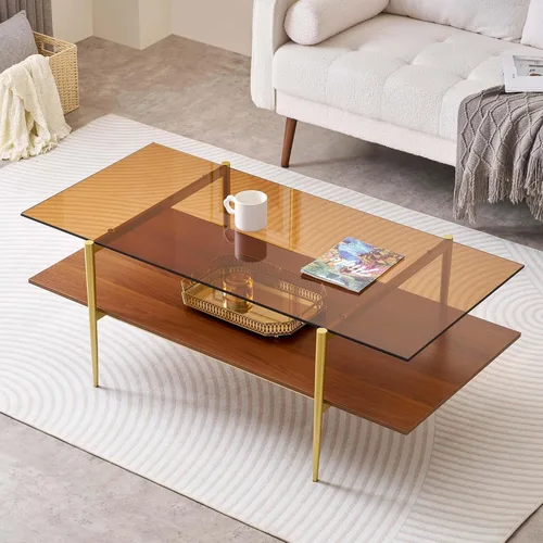 Vista 50 de LumFurn Mesa auxiliar redonda de cristal, mesa de sofá de diseño moderno de mediados de siglo para sala de estar, 18 pulgadas de diámetro x 23