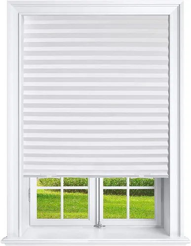 Vista 7 de Mirrotek Persianas plisadas de papel para ventana, persianas para oscurecer la habitación, color negro, 36 x 69 pulgadas
