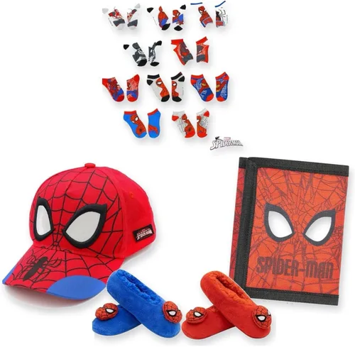 Vista 6 de Marvel Spider-Man Baseball Cap for Boys, 3D Adjustable Kids Hat, Ages 3-9 rojo/azul