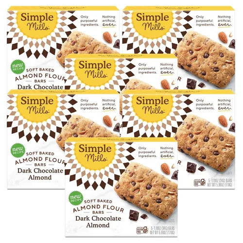 Vista 16 de Simple Mills, Barras de Harina de Almendra Horneadas Suavemente de Brownie de Chocolate 5 Unidades, 5.99 Onzas
