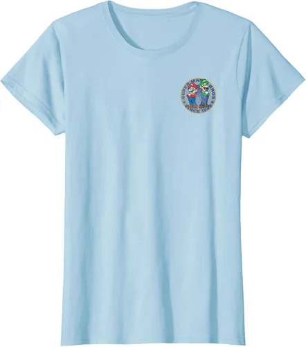 Vista 24 de Super Mario Bros Luigi Left Chest Since 1985 - Camiseta gráfica Negro