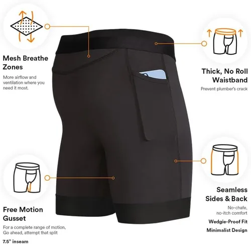Vista 3 de All Citizens Mens Compression Shorts - Two Waterproof Pockets, Moisture Wicking & Quick Drying Fabric, Performance Baselayer