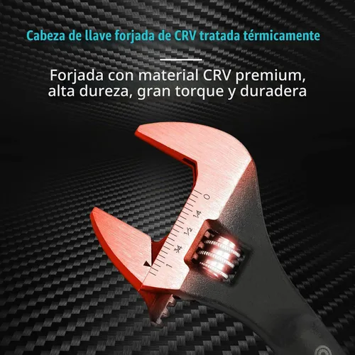 Vista 4 de DURATECH Llave inglesa de construcción ajustable de 8 pulgadas, acabado de óxido negro, acero CR-V, escala SAE y métrica marcada, orificios