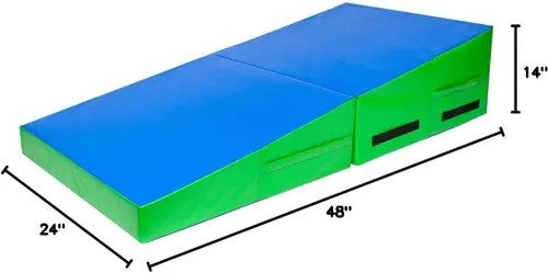 Vista 5 de Matladin Colchoneta de Volteretas de 48"x24"x14" - Colchoneta Plegable de Gimnasia Cuña de Queso para Niños, Niñas Entrenamiento en Casa