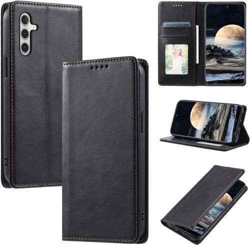 Vista 89 de Funda de cuero compatible con Google Pixel 7, compatible con Google Pixel 7 5G GVU6C GQML3 Flip Folio PU Funda de cuero negro
