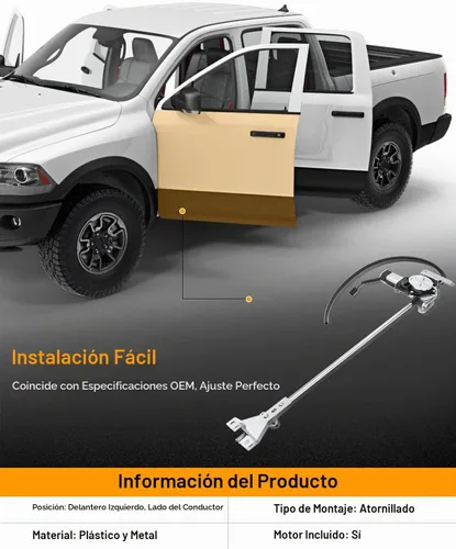 Vista 3 de Regulador de elevalunas eléctrico A-Premium con motor compatible con Freightliner Argosy Century Class 2003-2011 Columbia Coronado 2005-2010 lado