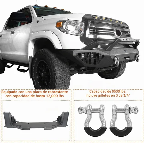 Vista 5 de Hooke Road Parachoques delantero de acero con winchi para Tundra de Toyota 2014 2015 2016 2017 2018 2019 2020 2021