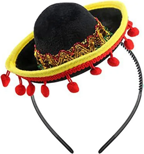 Vista 5 de NUEAYMS Sombrero con diadema para festivales mexicanos, accesorios de fotografía para adultos y niños, fiesta de carnavales, disfraz