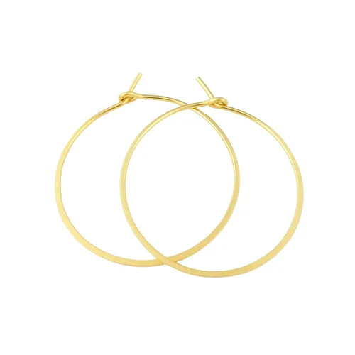 Vista 4 de Pendientes de aro planos martillados de 5/8 pulgadas, finos, pequeños y sólidos de oro amarillo de 14 quilates