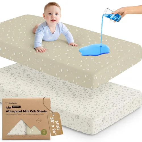 Vista 35 de Sábanas ajustadas para Pack and Play - Paquete de 2 sábanas mini para cuna para Pack N Play, colchón 38x26, ropa de cama suave y acogedora