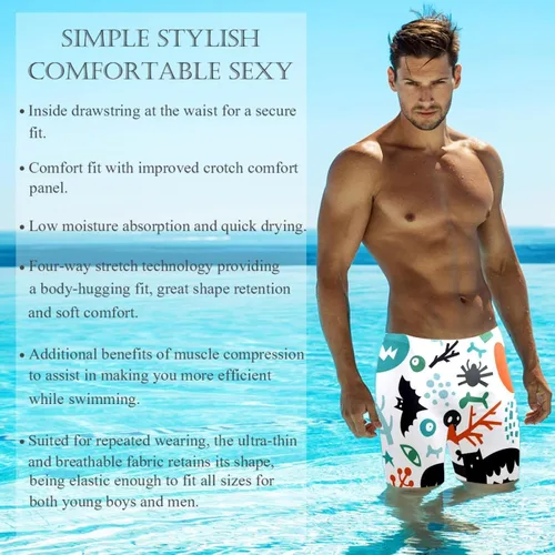 Vista 3 de Color Helloween Pattern Swimsuit Mens Swim Jammers Endurance Long Racing Training Swimsuit