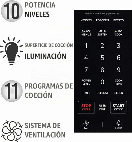 Vista 6 de Farberware Horno microondas sobre la gama, 1.7 pies cúbicos, 1000 W, sensor de cocción, recalentamiento automático, cocción multietapa, función