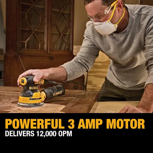 Vista 3 de DEWALT Lijadora orbital, herramienta lijadora de palma de 5 pulgadas, 12,000 OPM (DWE6421)