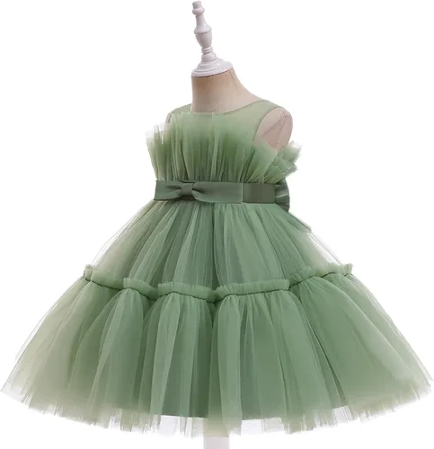 Vista 7 de Miipat Vestido de niña de flores para bebé, boda, fiesta, tul, princesa, vestido de baile, vestido formal con lazo para la cabeza