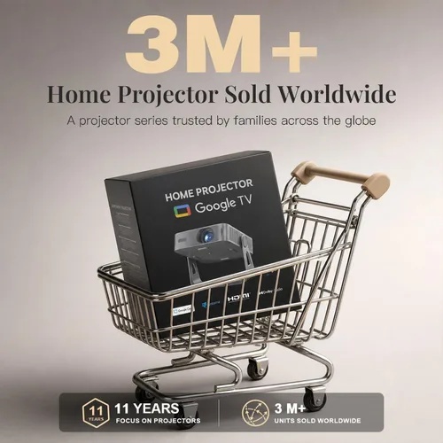 Vista 7 de [Aplicación con licencia oficial y enfoque automático] Mini proyector inteligente Ob con WiFi y Bluetooth, proyector de película compatible