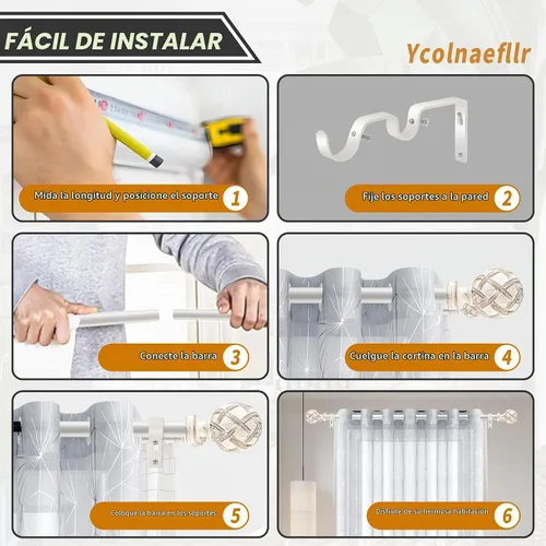 Vista 7 de Ycolnaefllr - Barra de cortina doble blanca de 28 a 48 pulgadas, resistente y ajustable Weathered White