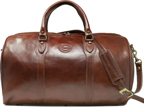 Vista 2 de Cenzo Duffle Vecchio - Bolsa de viaje de cuero italiano marrón, Vecchio marrón