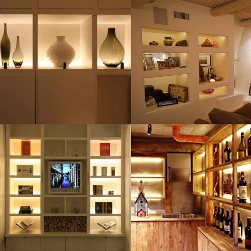 Vista 2 de Kit de Tiras de Luz LED Premium: 6 x 12 Barras Conectables + Interruptor Basculante para Iluminación Ambiental Blanca Cálida en Gabinetes, Closets