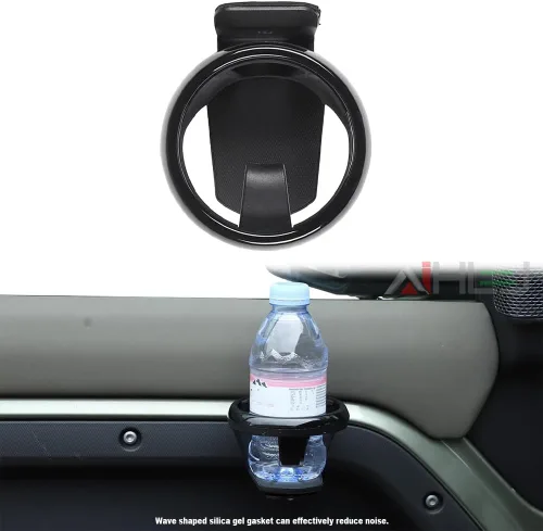 Vista 4 de AJHLJ® Portavasos de agua de coche para Land Rover Defender 90 110 130 2020-2024 2020-2024 acero al carbono negro puerta de coche soporte