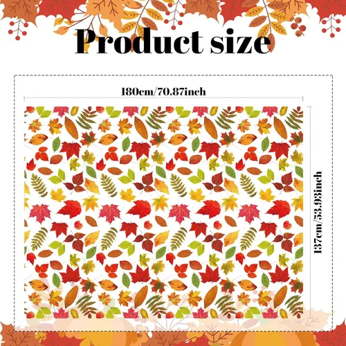 Vista 2 de Irenare Mantel de otoño de Acción de Gracias, 3 piezas, plástico, hojas de otoño, rectangular, para otoño, cosecha, para Acción de Gracias, otoño