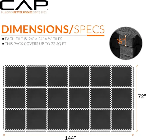 Vista 62 de CAP Puzzle Exercise Mats 1/2” Thick EVA Interlocking Foam Tiles for Home Gym Flooring Multiple Options