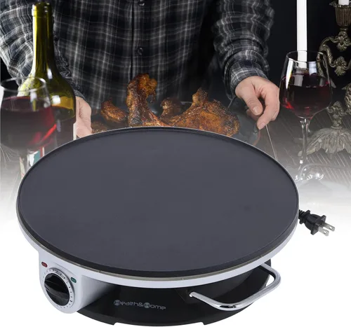 Vista 8 de Máquina de crepes eléctrica de 13 pulgadas para crepes de 1000 W, máquina de crepas redonda de acero inoxidable con 3 botones de control