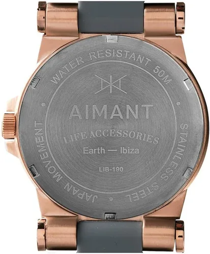 Vista 3 de AIMANT Reloj Mujer Ibiza Oro Rosa con Correa Silicona Gris LIB-190SI8-8RG, Moderno