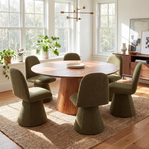 Vista 12 de DUOMAY Juego de 2 sillas de comedor giratorias de 360°, modernas de mediados de siglo, tapizadas con respaldo alto, base giratoria silenciosa, silla