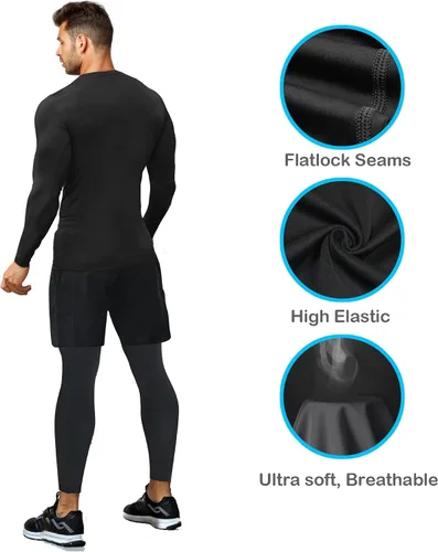 Vista 4 de HOPLYNN Paquete de 45 camisetas de compresión de entrenamiento para hombre, manga largacorta, camiseta atlética para deportes
