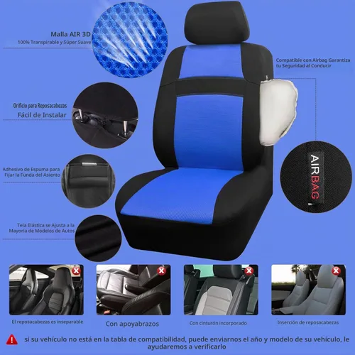 Vista 2 de CAR PASS Fundas de asiento de malla de aire 3D para automóvil, juegos completos con esponja de 5 mm, 4 piezas de alfombrillas de piso para automóvil