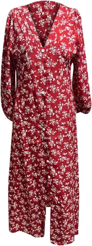 Vista 6 de Vestidos hawaianos para mujer, vestido de playa bohemio floral elegante de verano 2023, con cuello en V cruzado, vestido largo fruncido y fluido