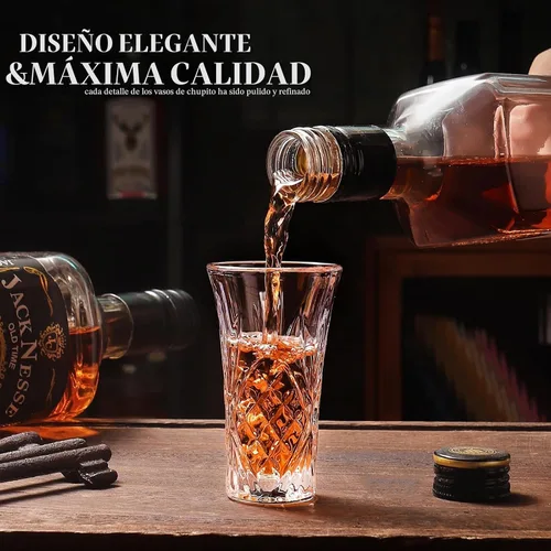Vista 6 de Paquete de 6 vasos de chupito a granel con base pesada de 2 onzas pequeñas vasos de chupito para vodka, whisky, tequila, expreso, juego de licor