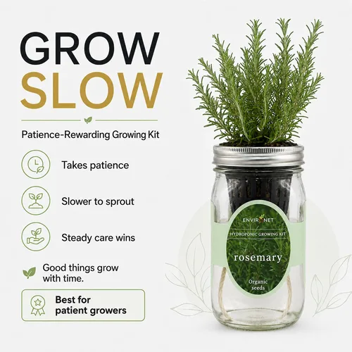 Vista 6 de Kit de cultivo hidropónico de hierbas Environet, kit de inicio de jardín de hierbas en tarro de vidrio Mason para interiores, jardín de hierbas