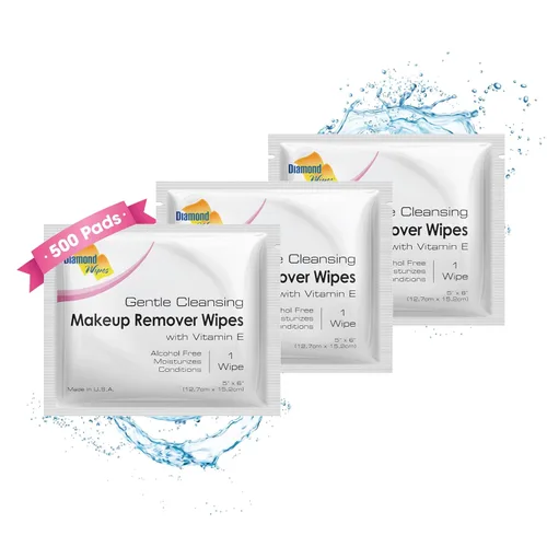 Vista 14 de Diamond Wipes Toallitas desmaquillantes limpiadoras e impermeables, paquete de 50 unidades, sin alcohol con vitamina E