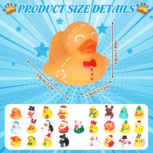 Vista 2 de 24 mini patos de goma a granel, perfectos para esconder cruceros, decoraciones de fiesta de cumpleaños y bonitos juguetes de baño para niños