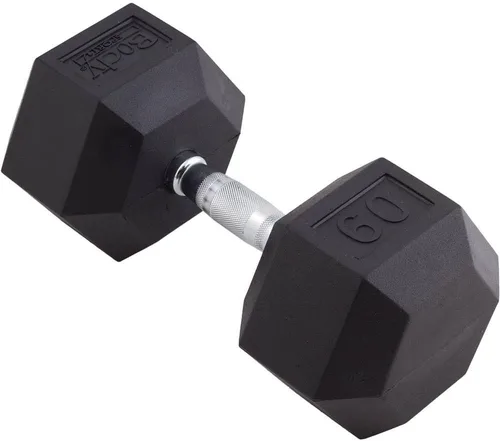 Vista 18 de Body Sport Mancuerna hexagonal con revestimiento de goma, individual – Mancuernas para ejercicios – Equipo de entrenamiento de fuerza – Accesorios