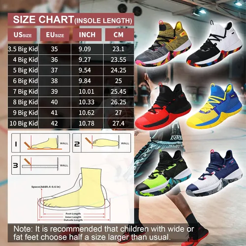 Vista 2 de WETIKE - zapatillas de básquetbol antideslizantes para niños y niñas, zapatillas para correr al aire libre (niños pequeñosniños grandes)