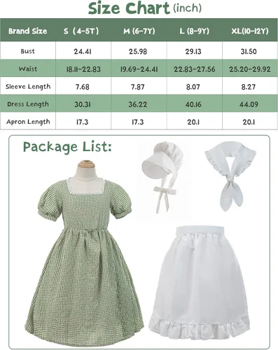 Vista 2 de NSPSTT Girl Pioneer Costume Prairie Dresses for Girls Floral Colonial Dress Girl 1800s Dress