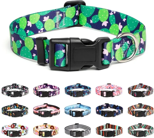 Vista 21 de Mercano - Collar ajustable para perro, patrones de diseño especial, collar de nailon suave cómodo y duradero para perros pequeños, medianos