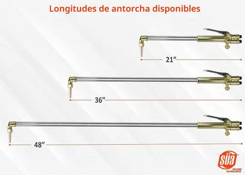Vista 2 de SÜA - Antorcha de corte recto resistente de 21 pulgadas con cabezal de 90° - Compatible con ST900FC + punta de corte (propano)