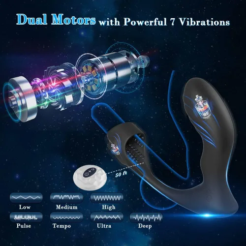 Vista 3 de Blended Climax Masajeador de próstata Vibrador para el pene Masculino Adulto Juguetes Sexuales para Hombres, Control Remoto Vibrador Consolador Anal