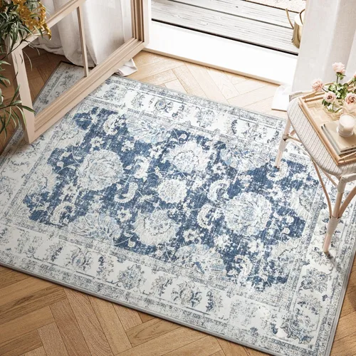 Vista 178 de jinchan Fiora - Alfombra lavable de área pequeña, alfombra de entrada floral de medio círculo de 2 x 3, tapete de media luna de pelo bajo, suave