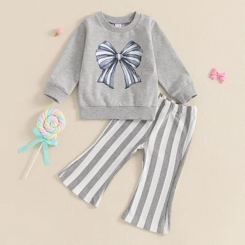 Vista 37 de Kaipiclos Ropa occidental para bebé niña, con lindo estampado con volantes, manga larga, pantalones para otoño e invierno, trajes de vaquera