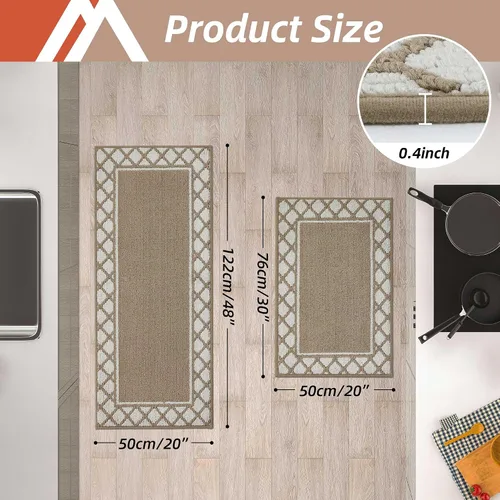 Vista 2 de COSY HOMEER Juegos de 2 Alfombras de Cocina Lavables Antideslizantes Tapetes de Cocina para Piso Absorbentes Alfombra Corredor de Cocina