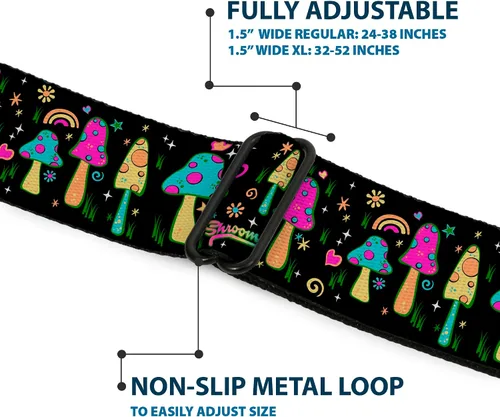 Vista 8 de Buckle-Down Cinturón, cinturón de seguridad hebilla cinturón, hongos jardín Shspacious negro multicolor, ajustable