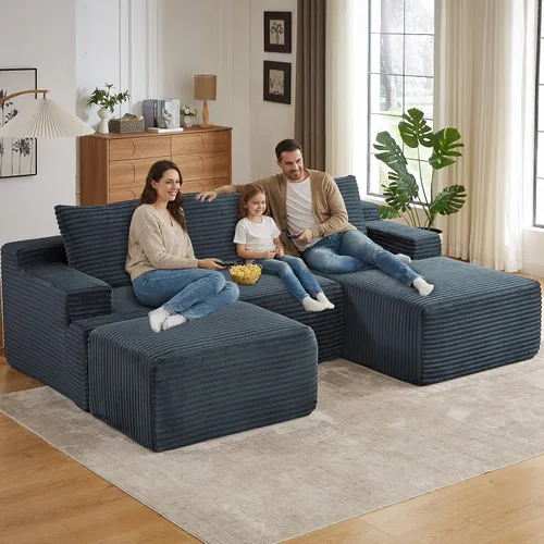 Vista 39 de Lakifun Sofá en Forma de L de 107" con Otomana, Seccional Modular Moderno Sofá Cómodo en Forma de U Nube, Asiento Profundo, Chaise Longue Cama
