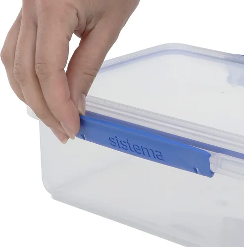 Vista 3 de Sistema KLIP IT Rectangular Collection Recipiente de almacenamiento de alimentos, 33.8 onzas/1.0 L, transparente/azul, 3
