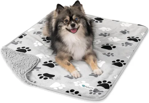 Vista 32 de PETAMI Manta impermeable de forro polar Sherpa para gatos y perros, color beige, talla S