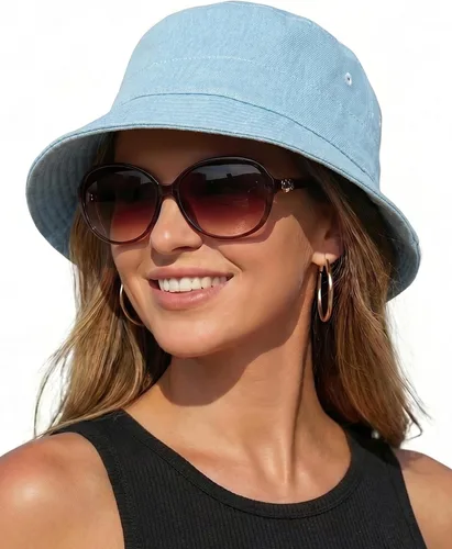 Vista 15 de HONGTEYA Sombreros de sol de pescador para mujer y hombre, sombrero de Blanco
